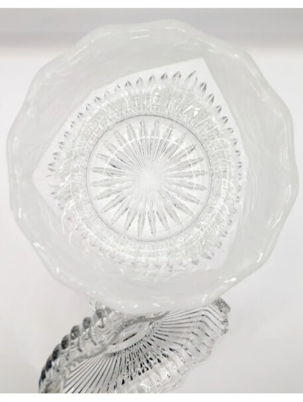 Vintage Lead Crystal Biscuit Cookie Jar With Lid Frosted Etched Floral
